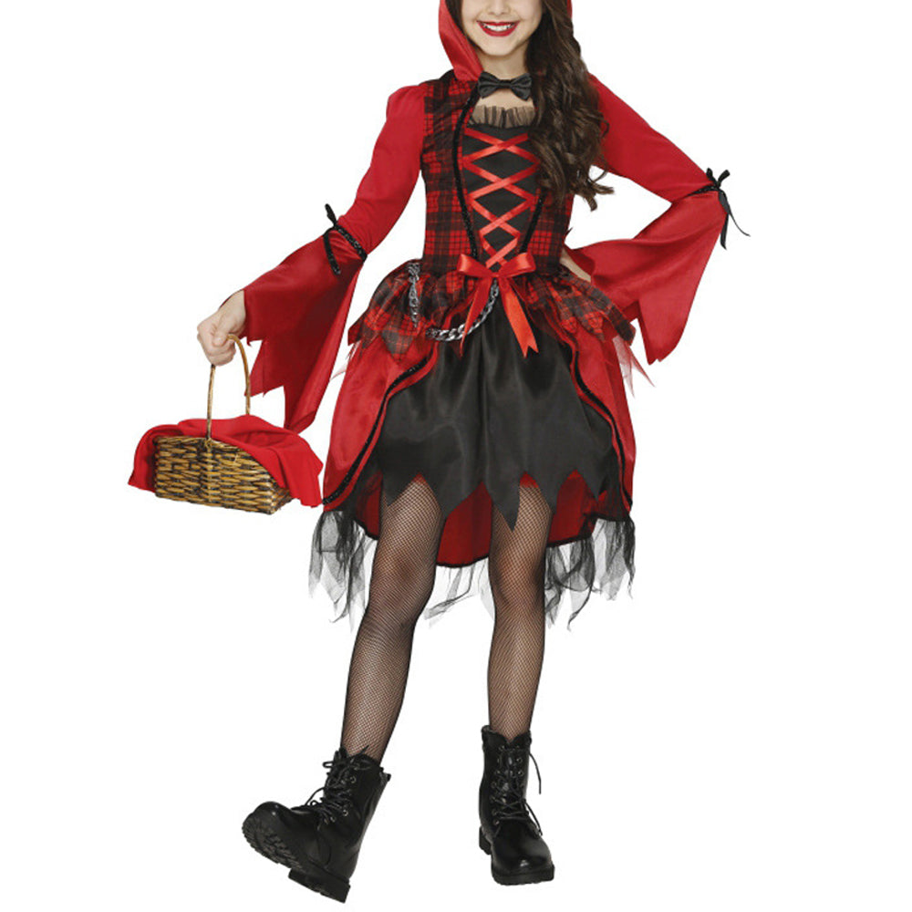 Girls Red Riding Hood Cosplay Costume Red Mesh Princess Dress