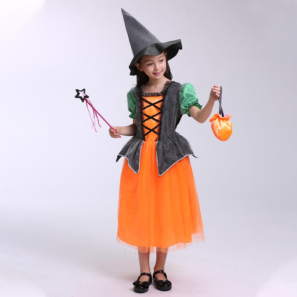 Kids Halloween Witch & Elf Mesh Dress Cute Cloak Cosplay Costume