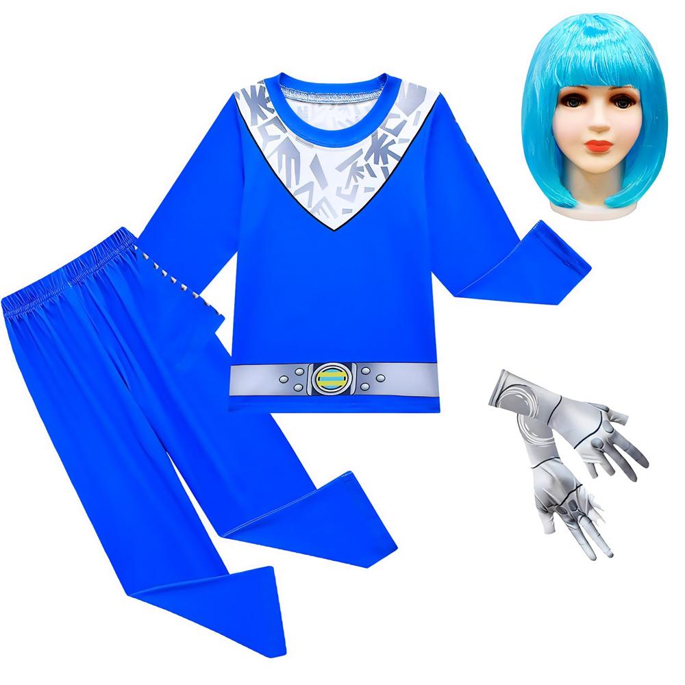 Boys Girls Alien Costume Kids Outfit Sweatshirt Pants Gloves Bag Wig 4pcs Set for Cosplay