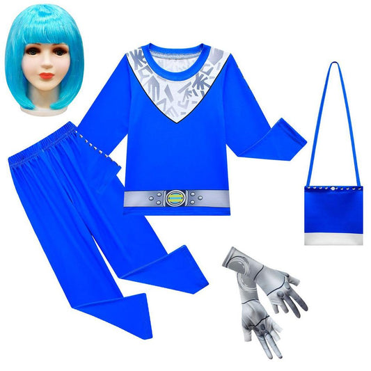 Boys Girls Alien Costume Kids Outfit Sweatshirt Pants Gloves Bag Wig 4pcs Set for Cosplay