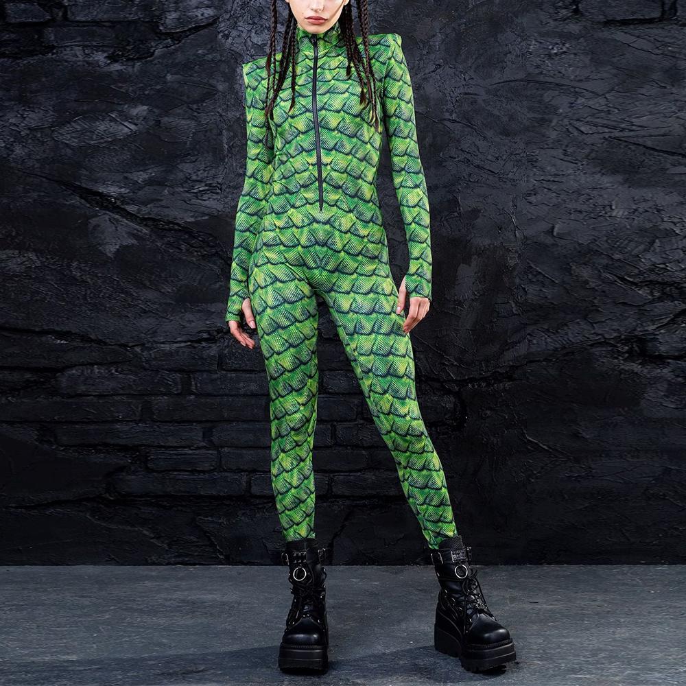 Halloween Costume Snakeskin Print Jumpsuit