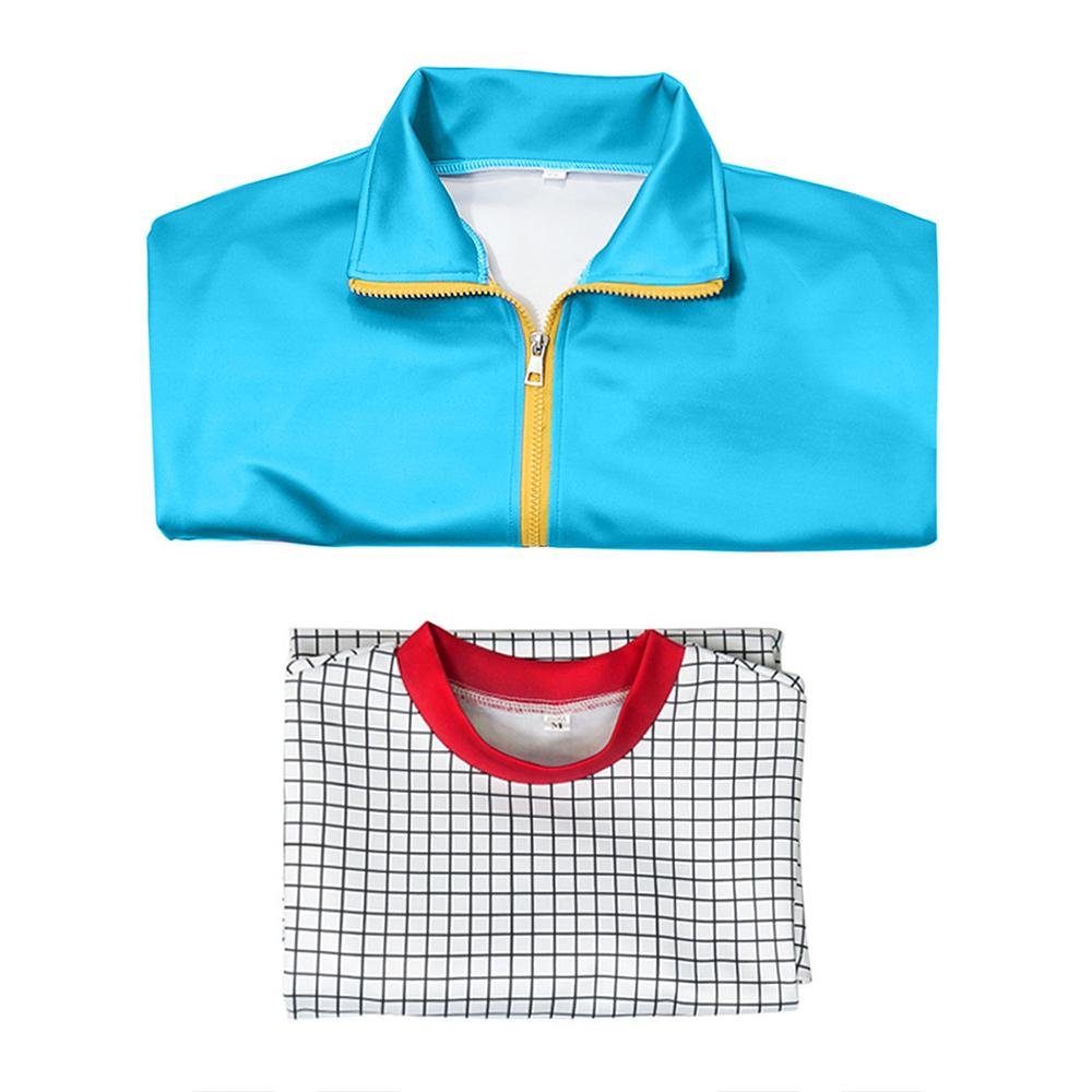 Mayfield Costume Blue Zip Up Jacket and Gingham T-Shirt Adult Kids Cosplay Sweatshirt