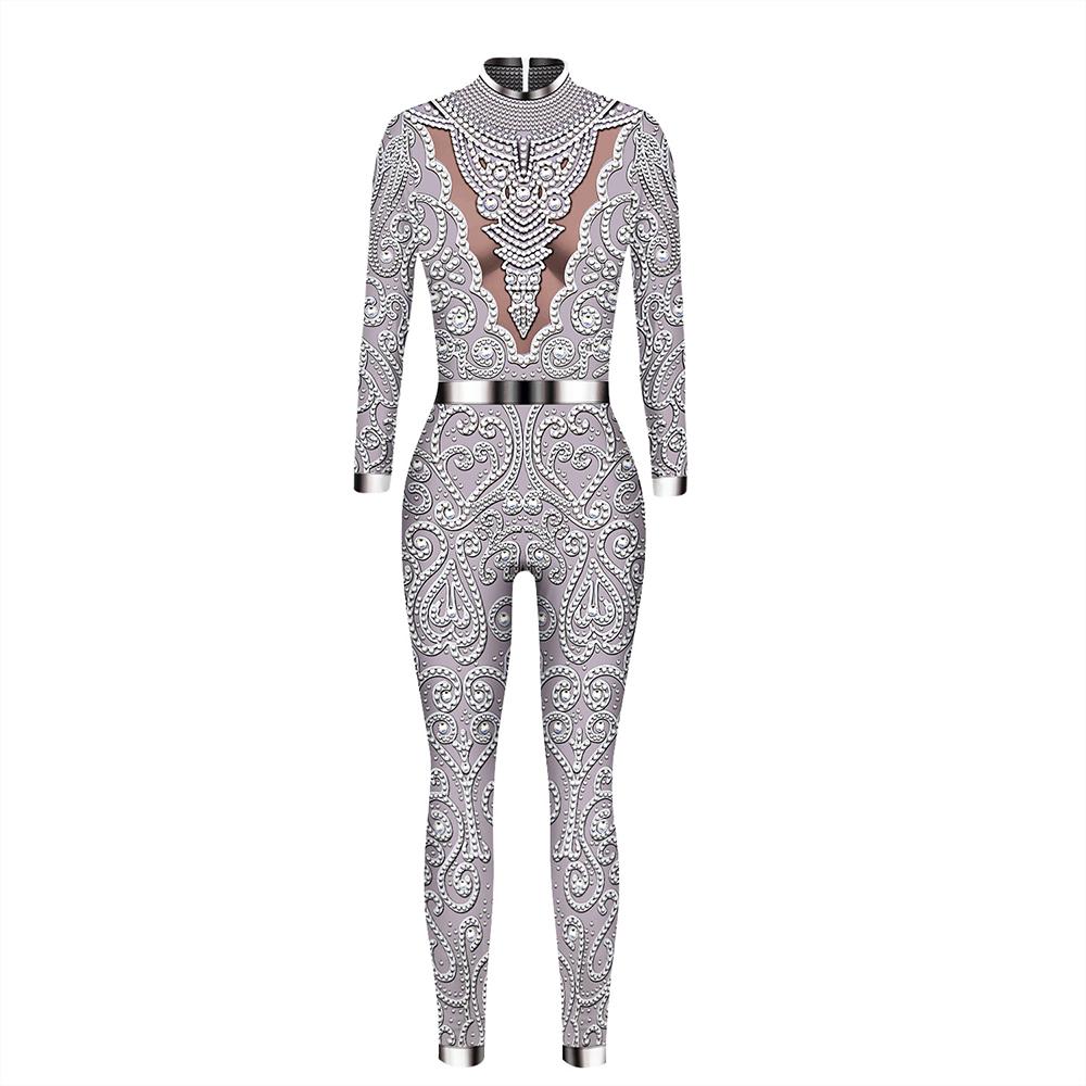 Halloween Costume Skeleton Print Jumpsuit