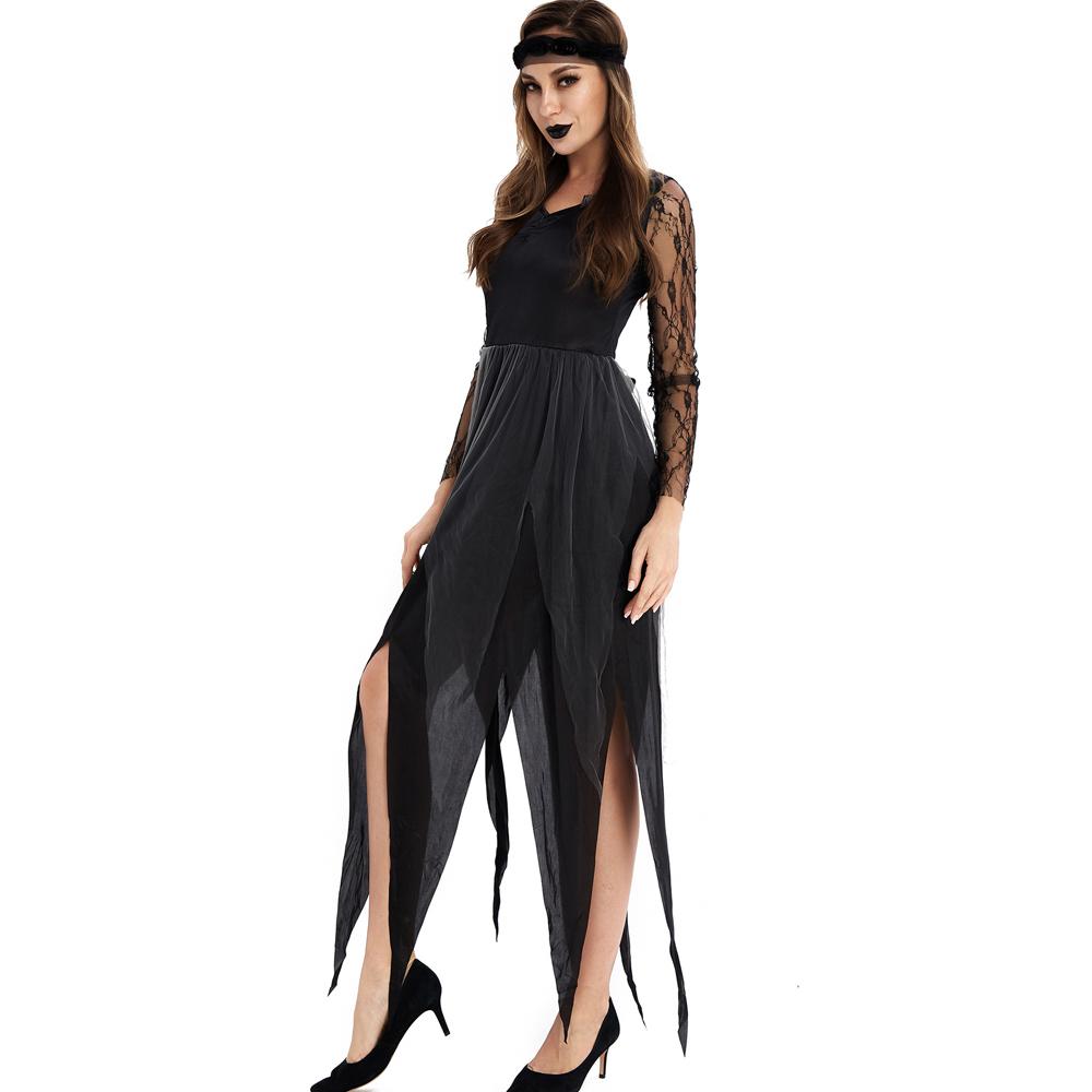 Halloween Black Zombie Bride Dress Cosplay Costume