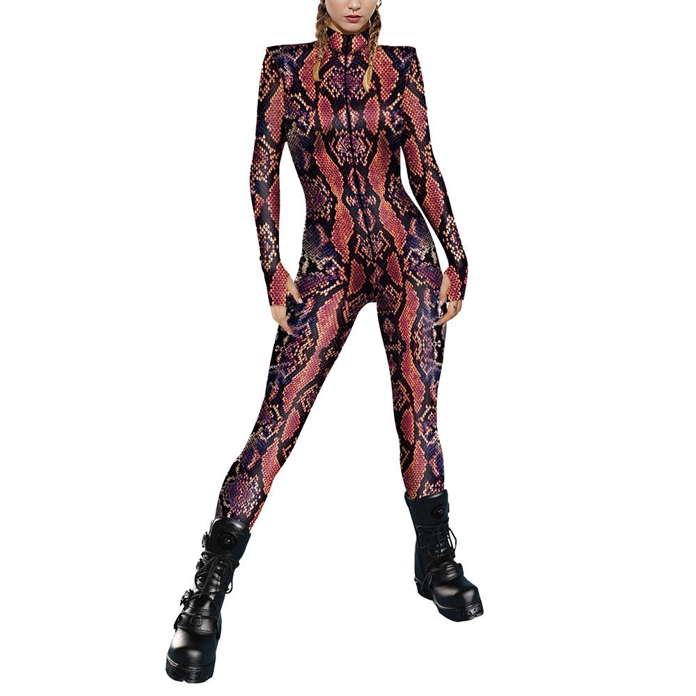 Halloween Costume Snakeskin Print Jumpsuit