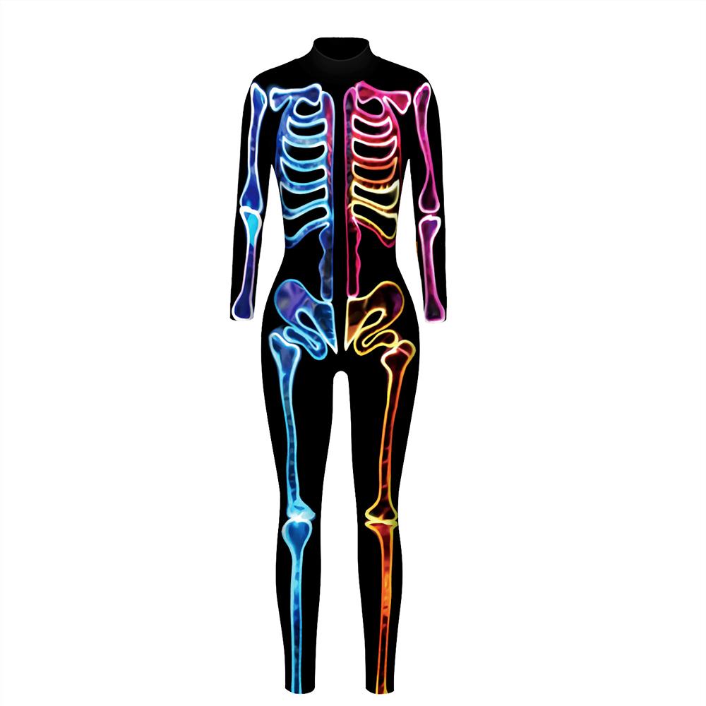 Halloween Costume Skeleton Print Jumpsuit