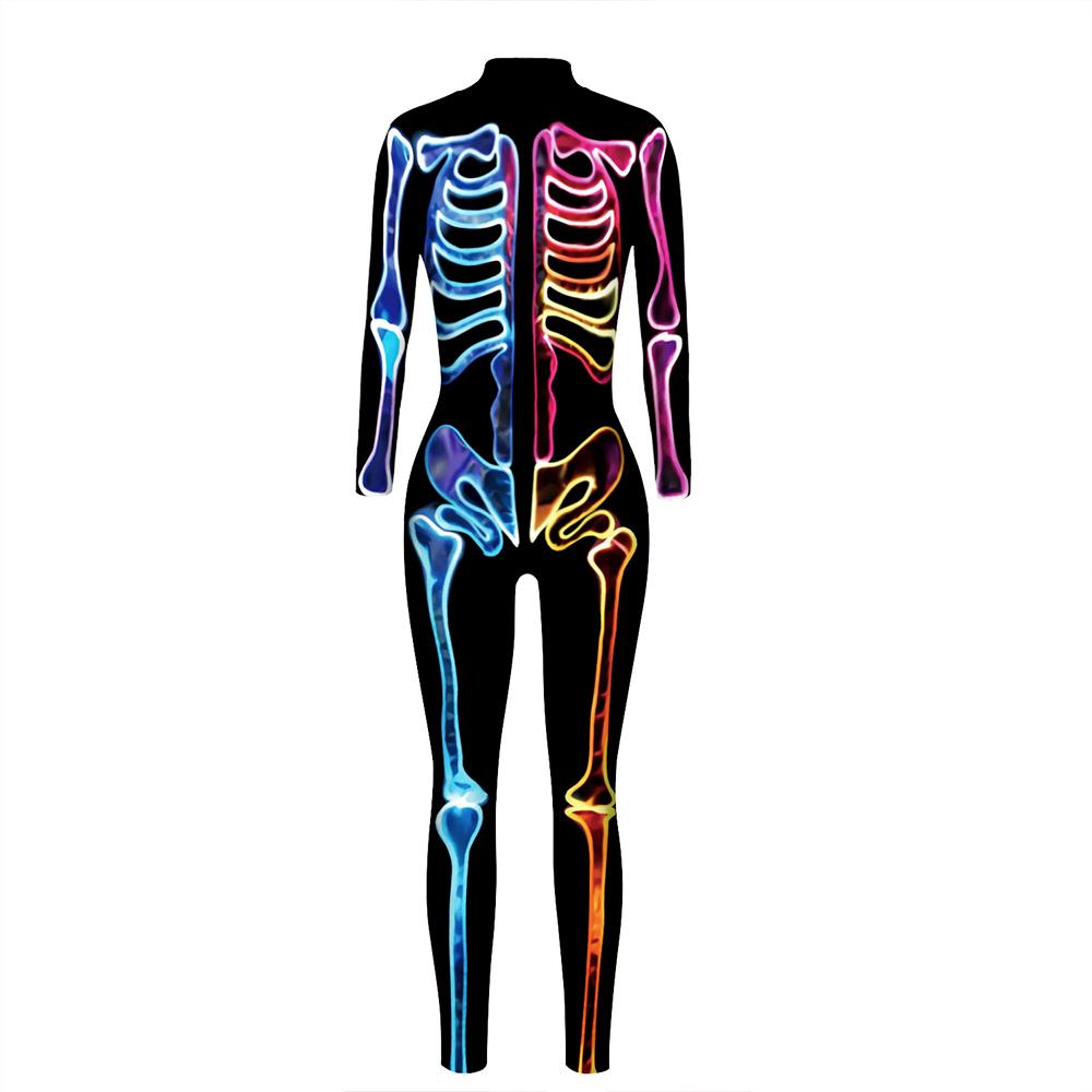 Halloween Costume Skeleton Print Jumpsuit