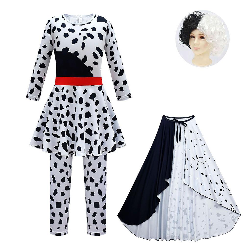 Kids Dalmatian Print Jumpsuit Full Set Cosplay Costume