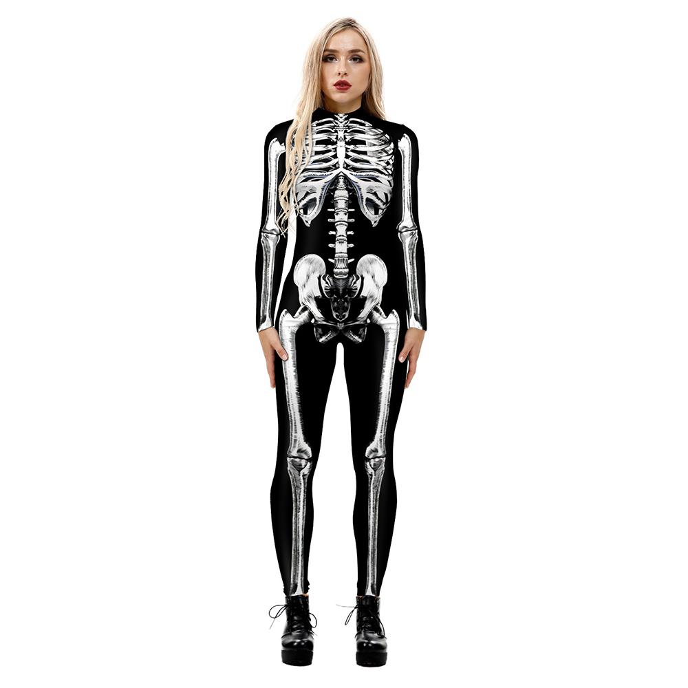 Halloween Costume Skeleton Print Jumpsuit