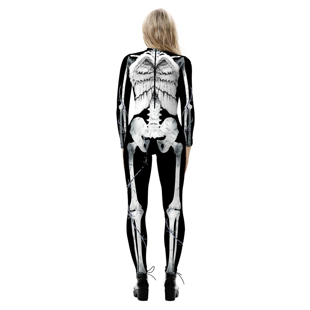 Halloween Costume Skeleton Print Jumpsuit