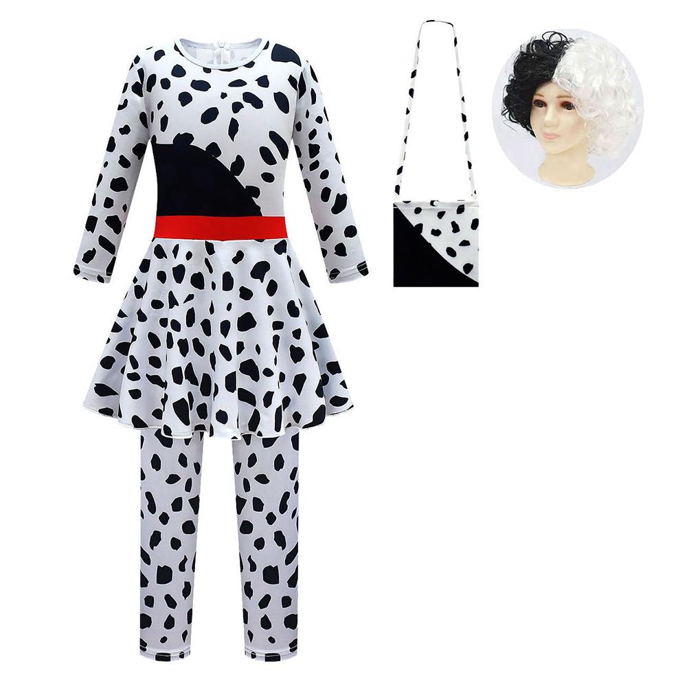 Kids Dalmatian Print Jumpsuit Full Set Cosplay Costume