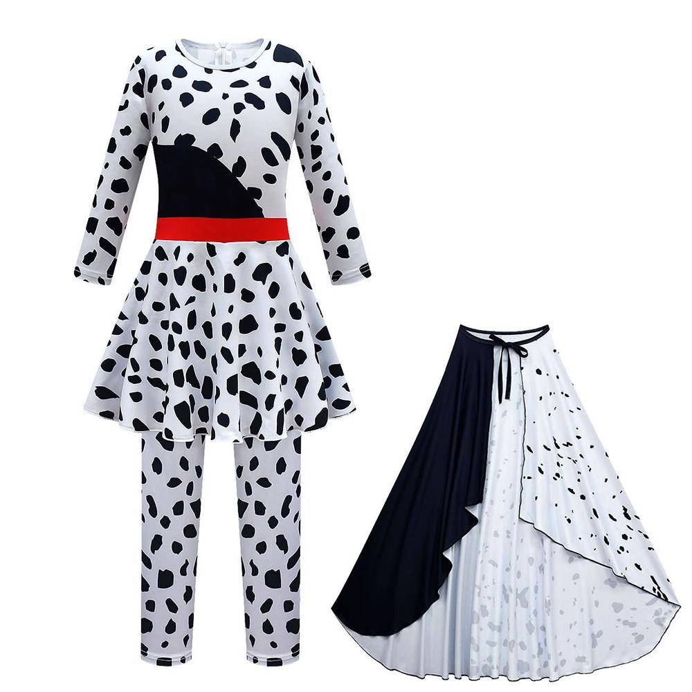 Kids Dalmatian Print Jumpsuit Full Set Cosplay Costume