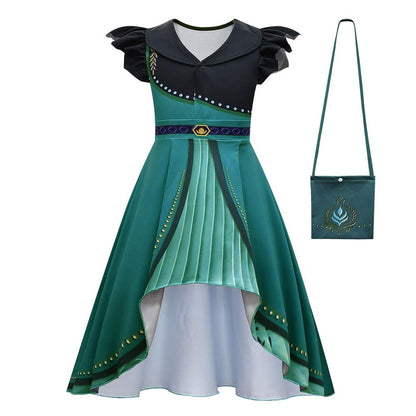 Kids Princess Dress Anna Dress Up with Bag Role Play Outfit