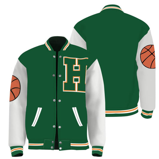 Green Baseball Jacket H Printed Varsity Jacket Sweatshirt Tracksuit Cosplay Costume