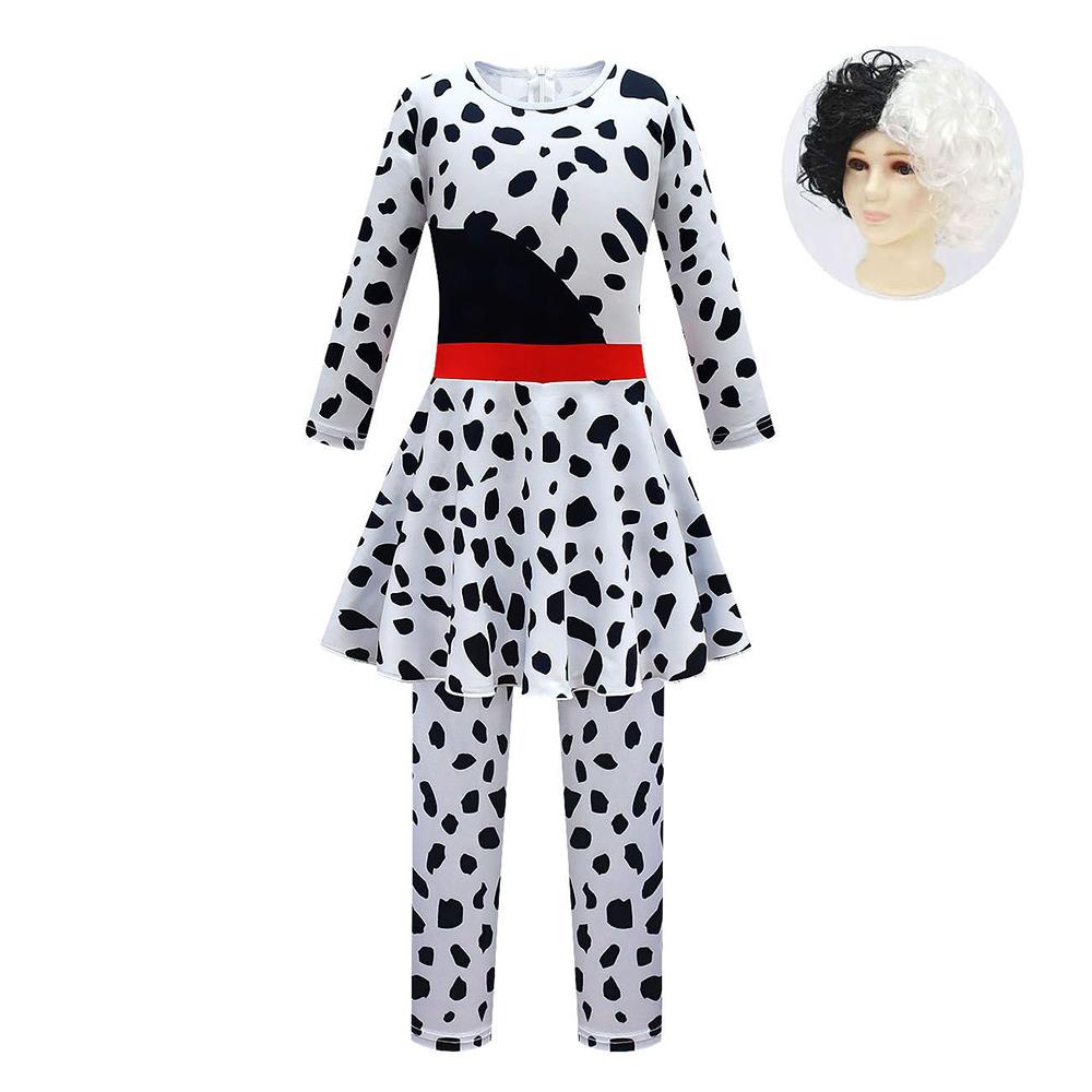 Kids Dalmatian Print Jumpsuit Full Set Cosplay Costume