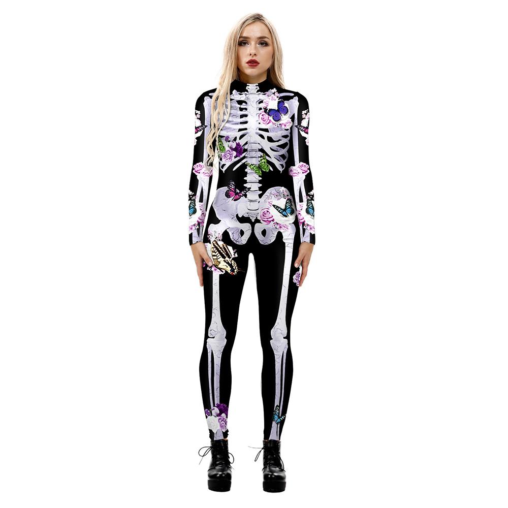 Halloween Costume Skeleton Print Jumpsuit