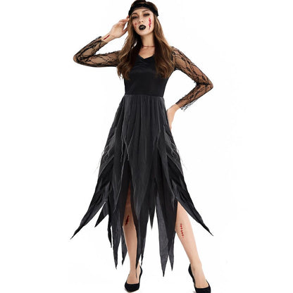 Halloween Black Zombie Bride Dress Cosplay Costume