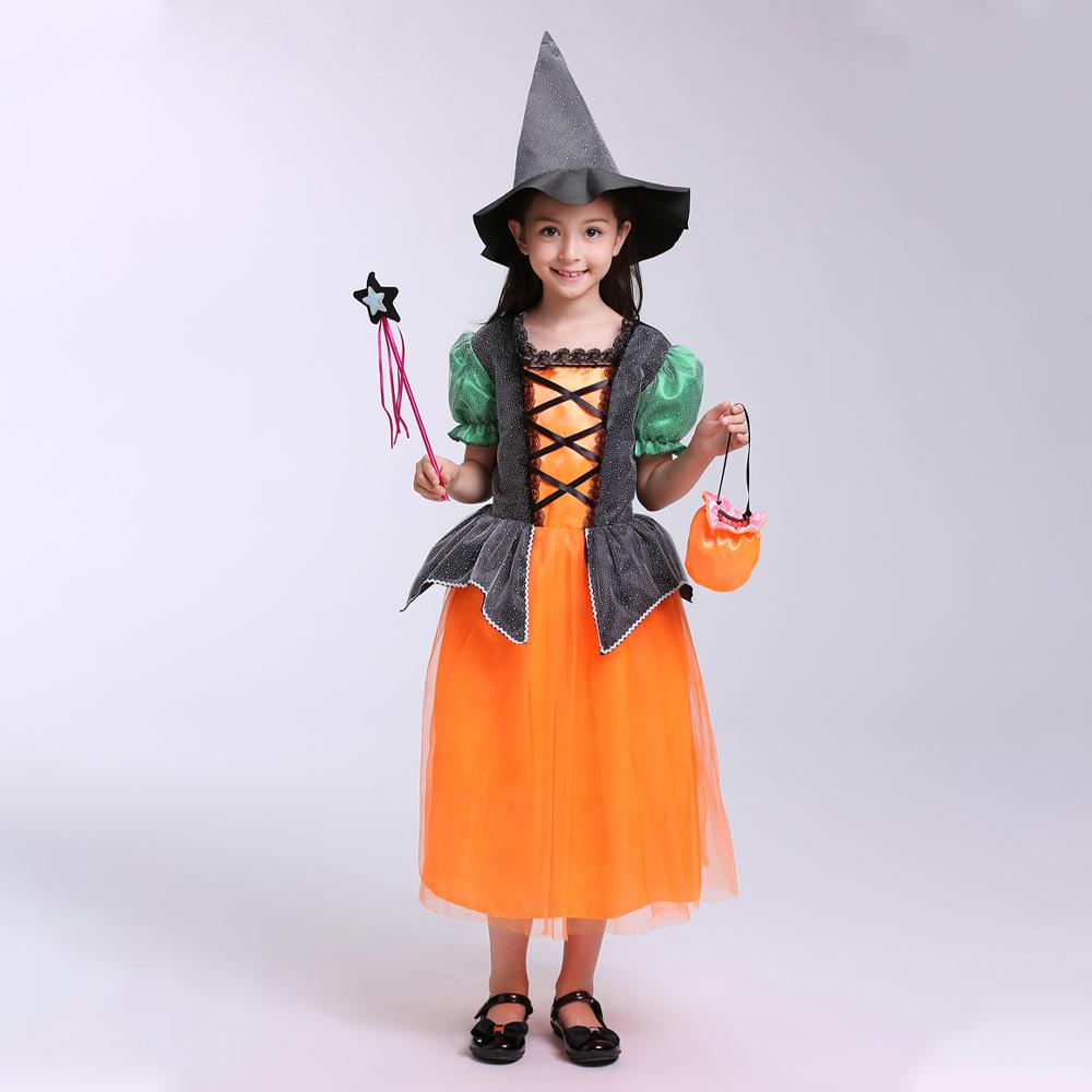 Kids Halloween Witch & Elf Mesh Dress Cute Cloak Cosplay Costume