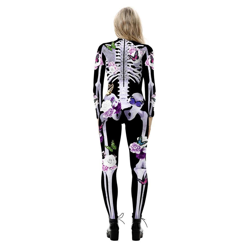 Halloween Costume Skeleton Print Jumpsuit