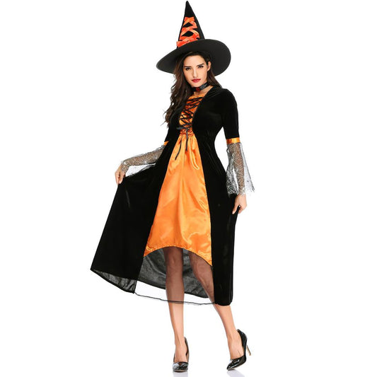 Halloween Witch Colorblock Dress Costume