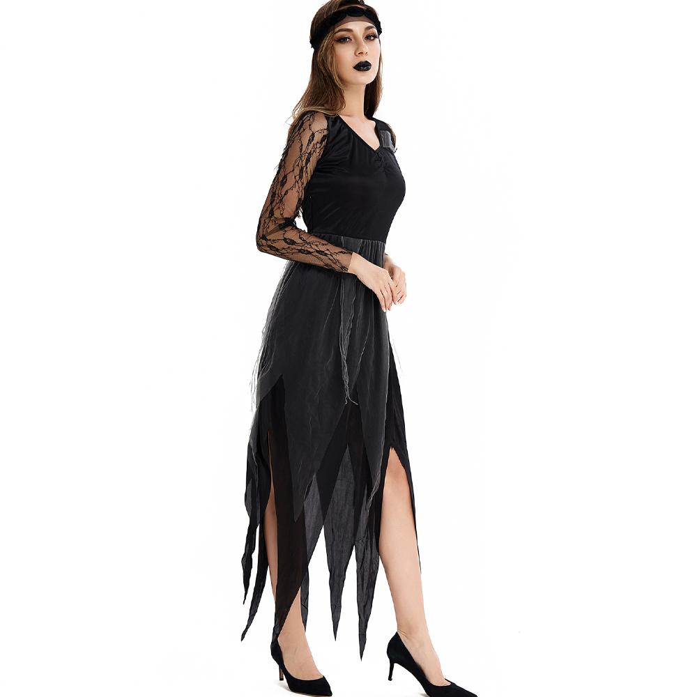 Halloween Black Zombie Bride Dress Cosplay Costume