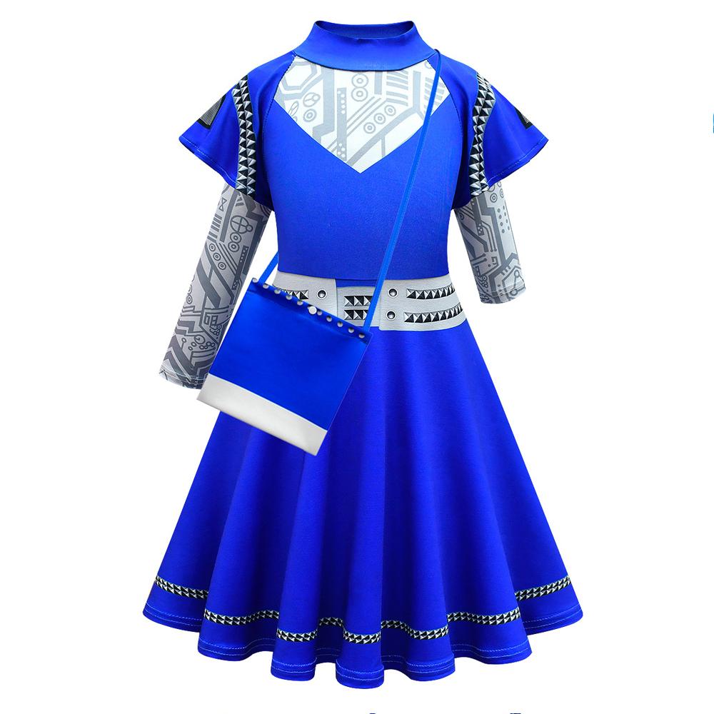 Kids A-Li Costume Girls Alien Blue Dress Bag 2pcs Sets for Cosplay