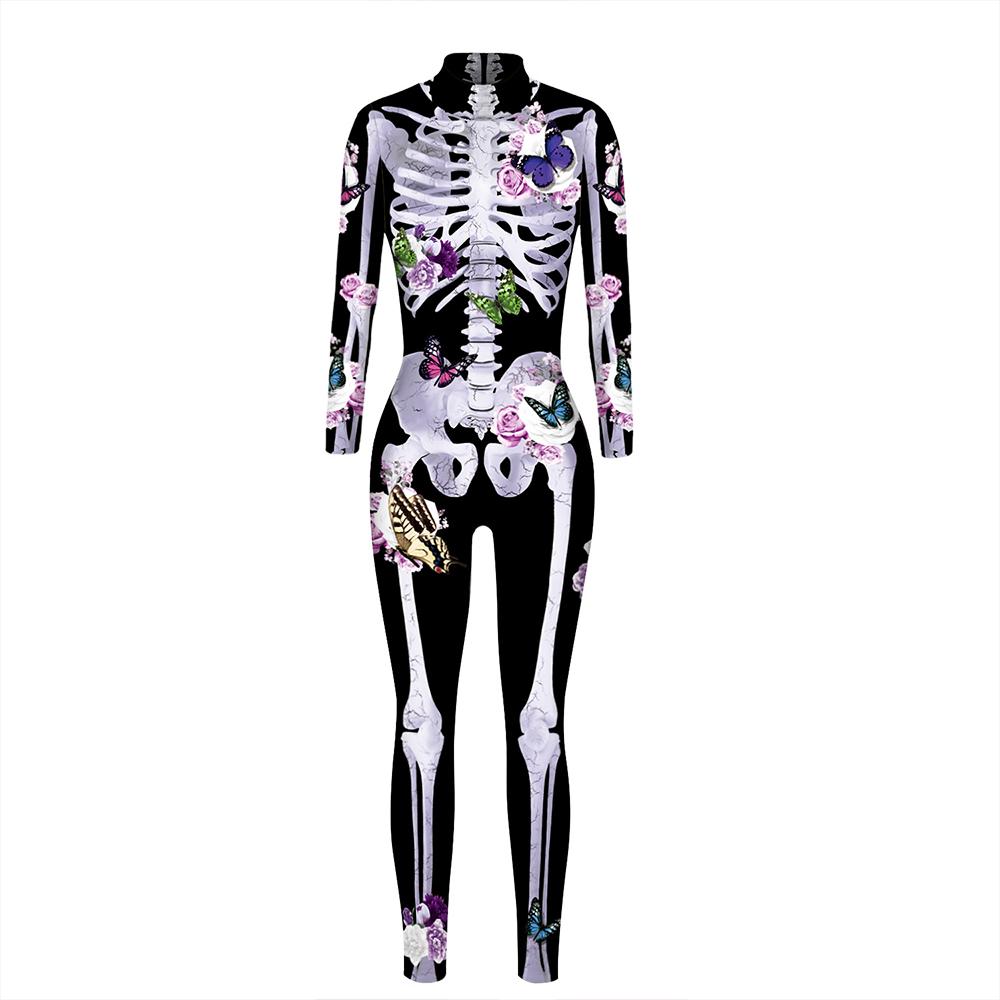 Halloween Costume Skeleton Print Jumpsuit