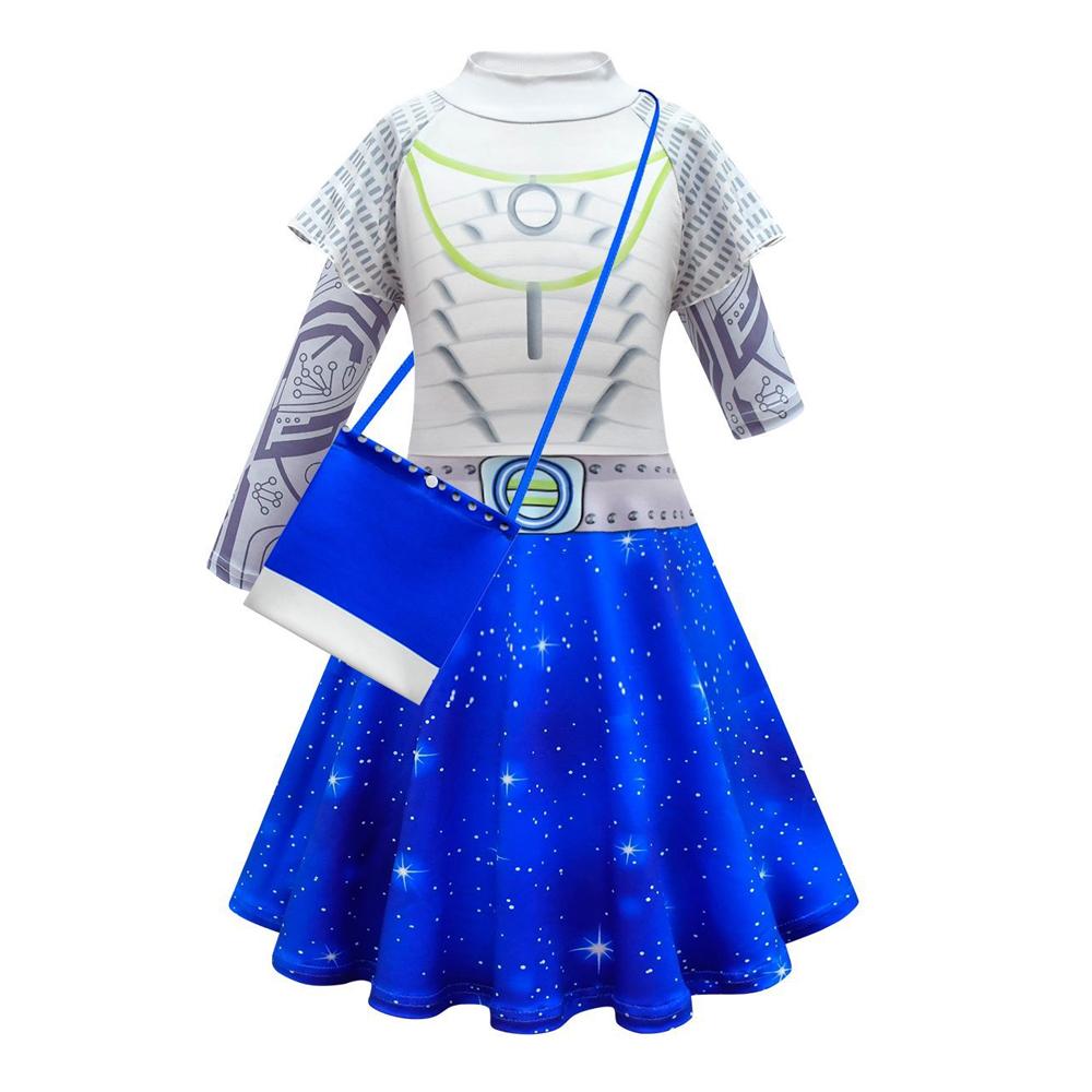 Girls Kids A-Li Dress Alien Cosplay Costume Full Set with Gloves Bag