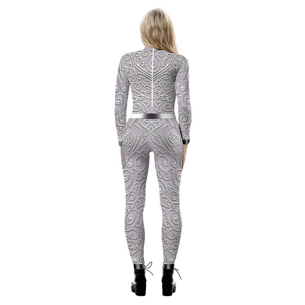 Halloween Costume Skeleton Print Jumpsuit