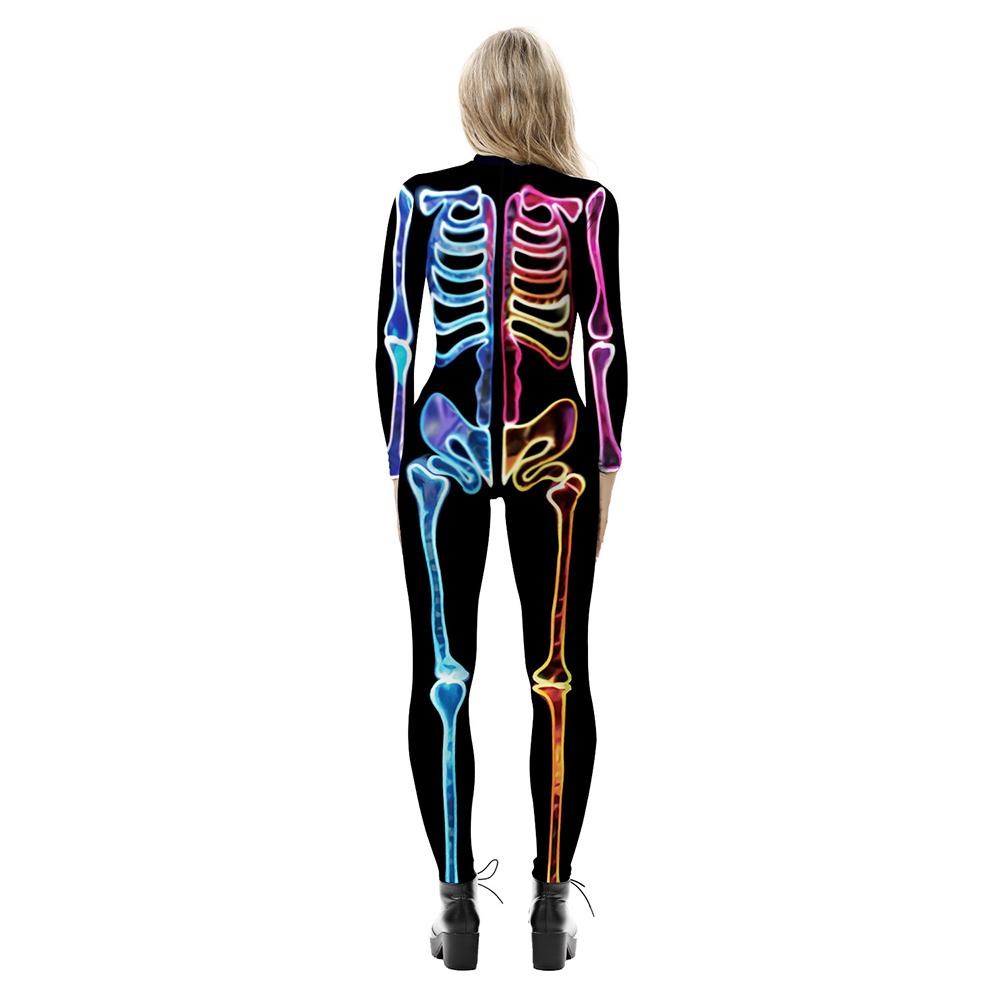 Halloween Costume Skeleton Print Jumpsuit