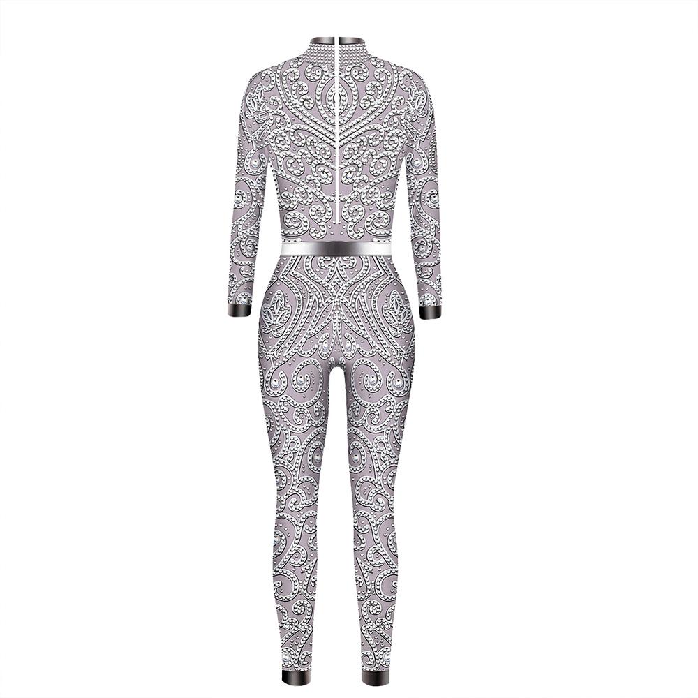 Halloween Costume Skeleton Print Jumpsuit