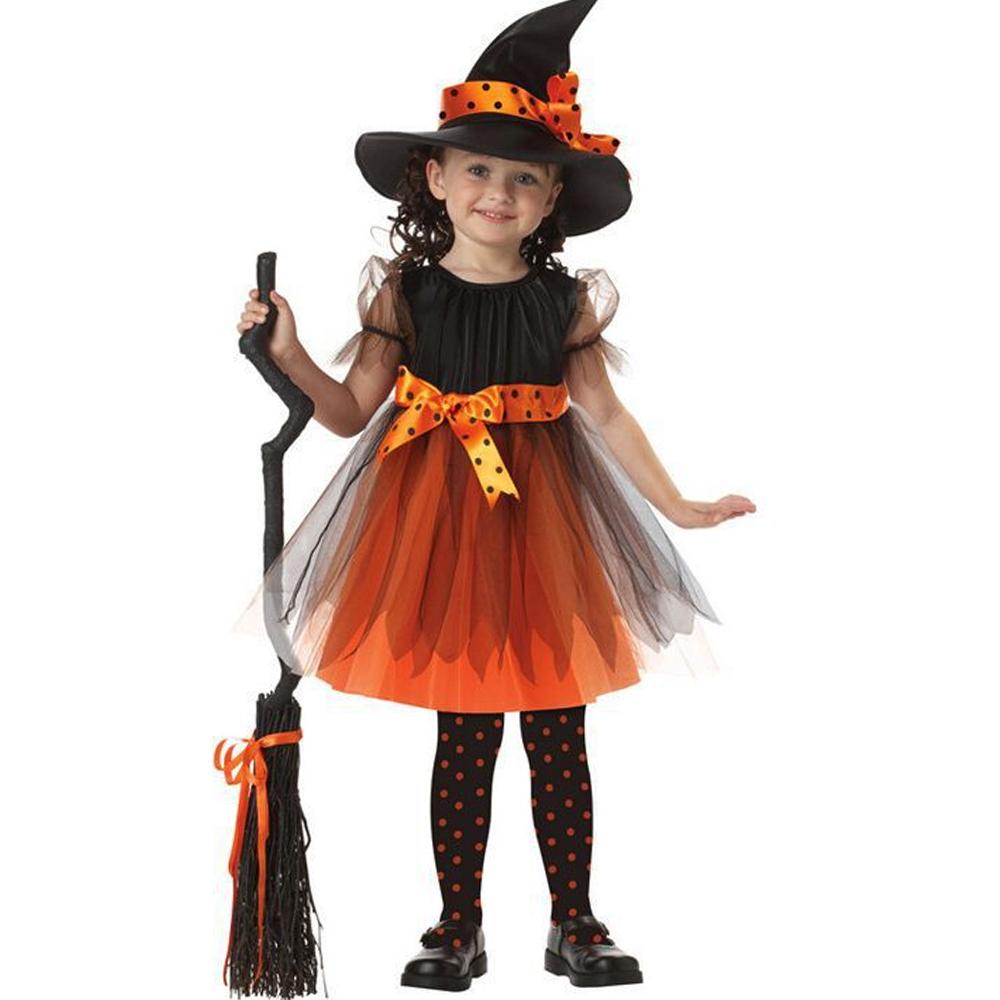 Kids Halloween Witch & Elf Mesh Dress Cute Cloak Cosplay Costume