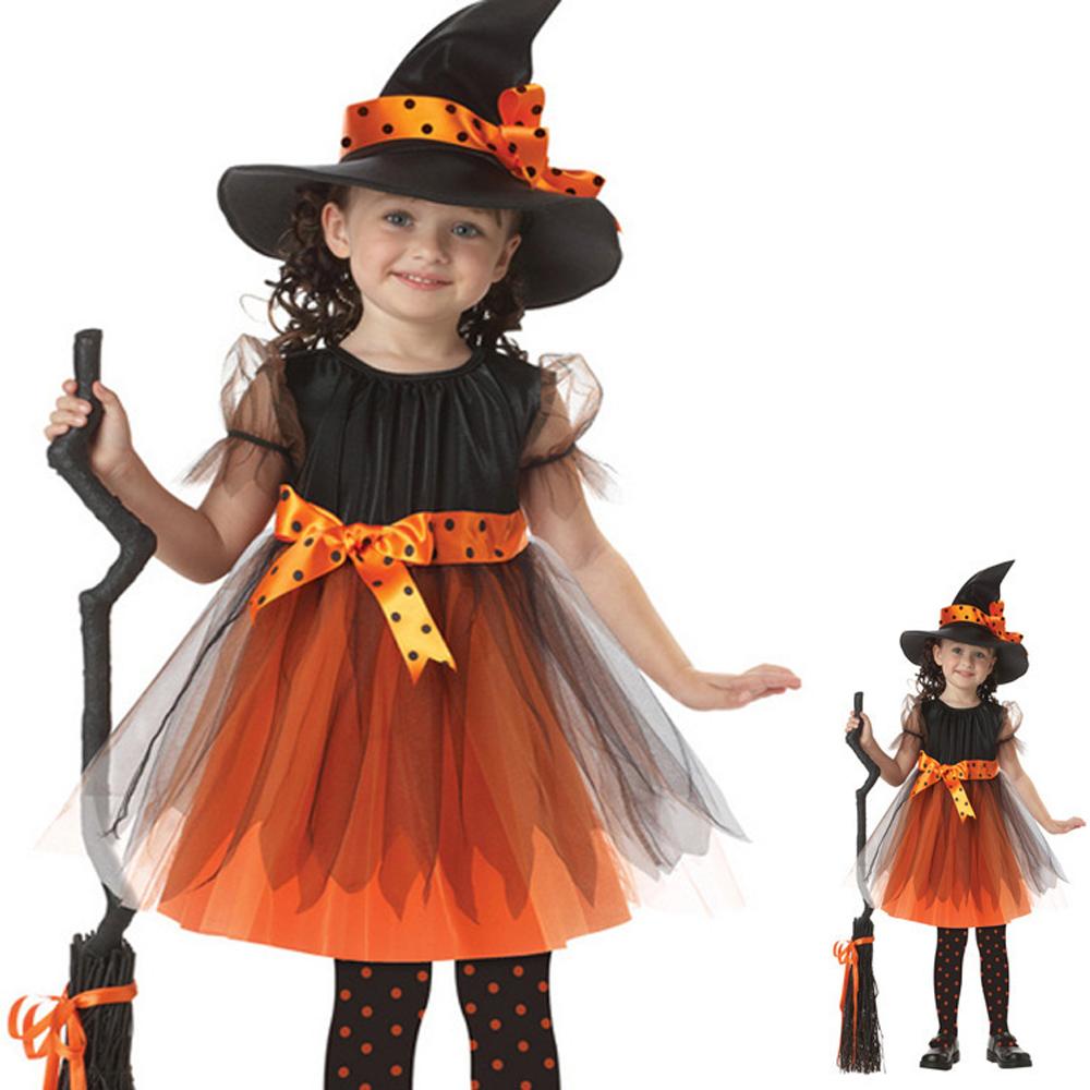 Kids Halloween Witch & Elf Mesh Dress Cute Cloak Cosplay Costume