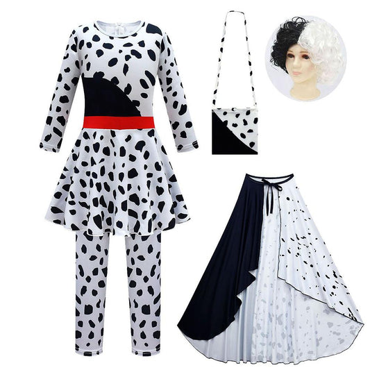 Kids Dalmatian Print Jumpsuit Full Set Cosplay Costume