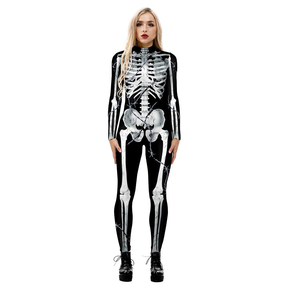 Halloween Costume Skeleton Print Jumpsuit