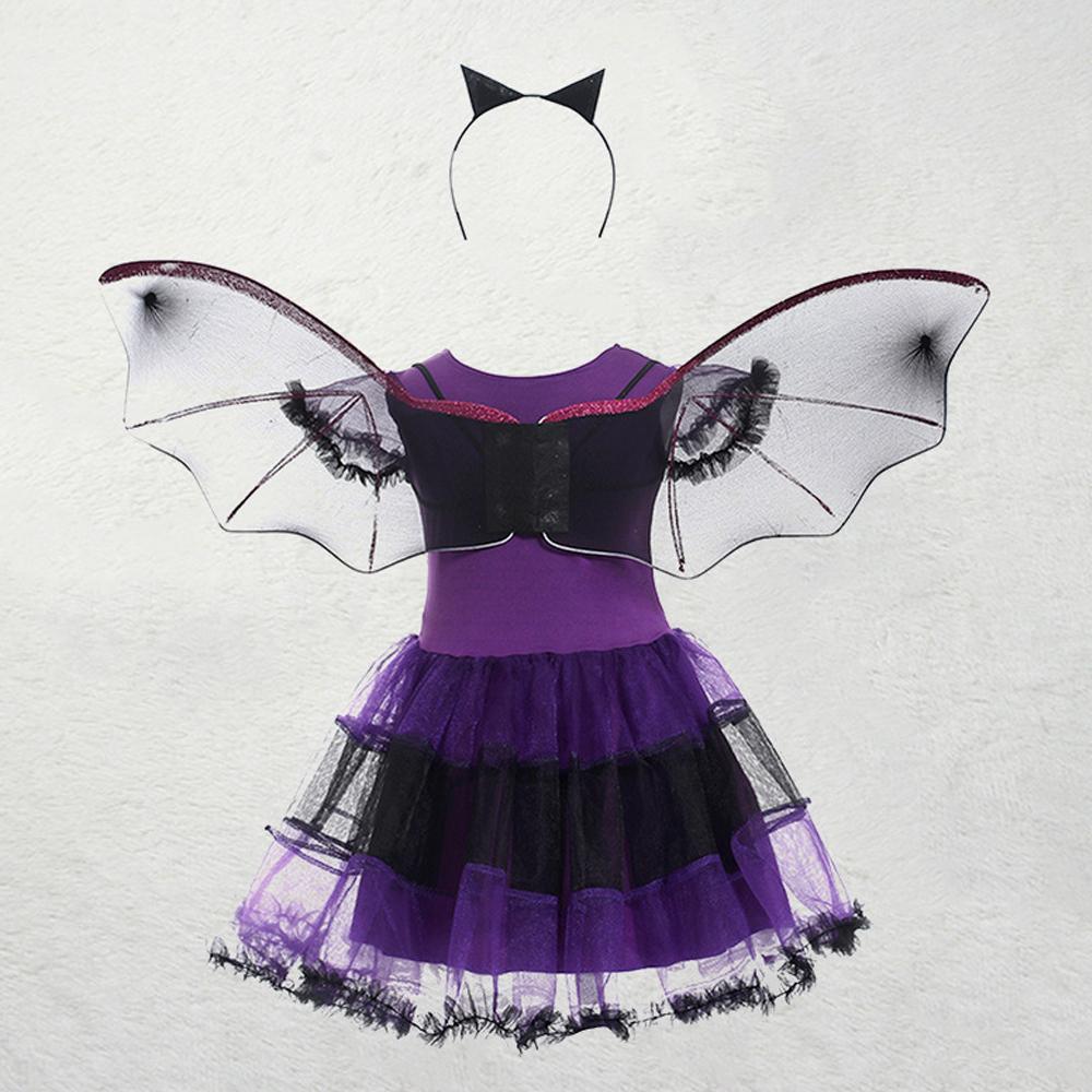 Kids Halloween Witch & Elf Mesh Dress Cute Cloak Cosplay Costume