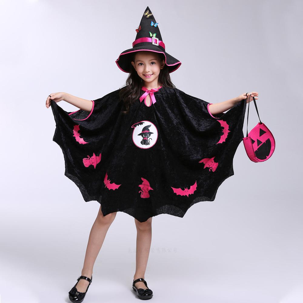 Kids Halloween Witch & Elf Mesh Dress Cute Cloak Cosplay Costume