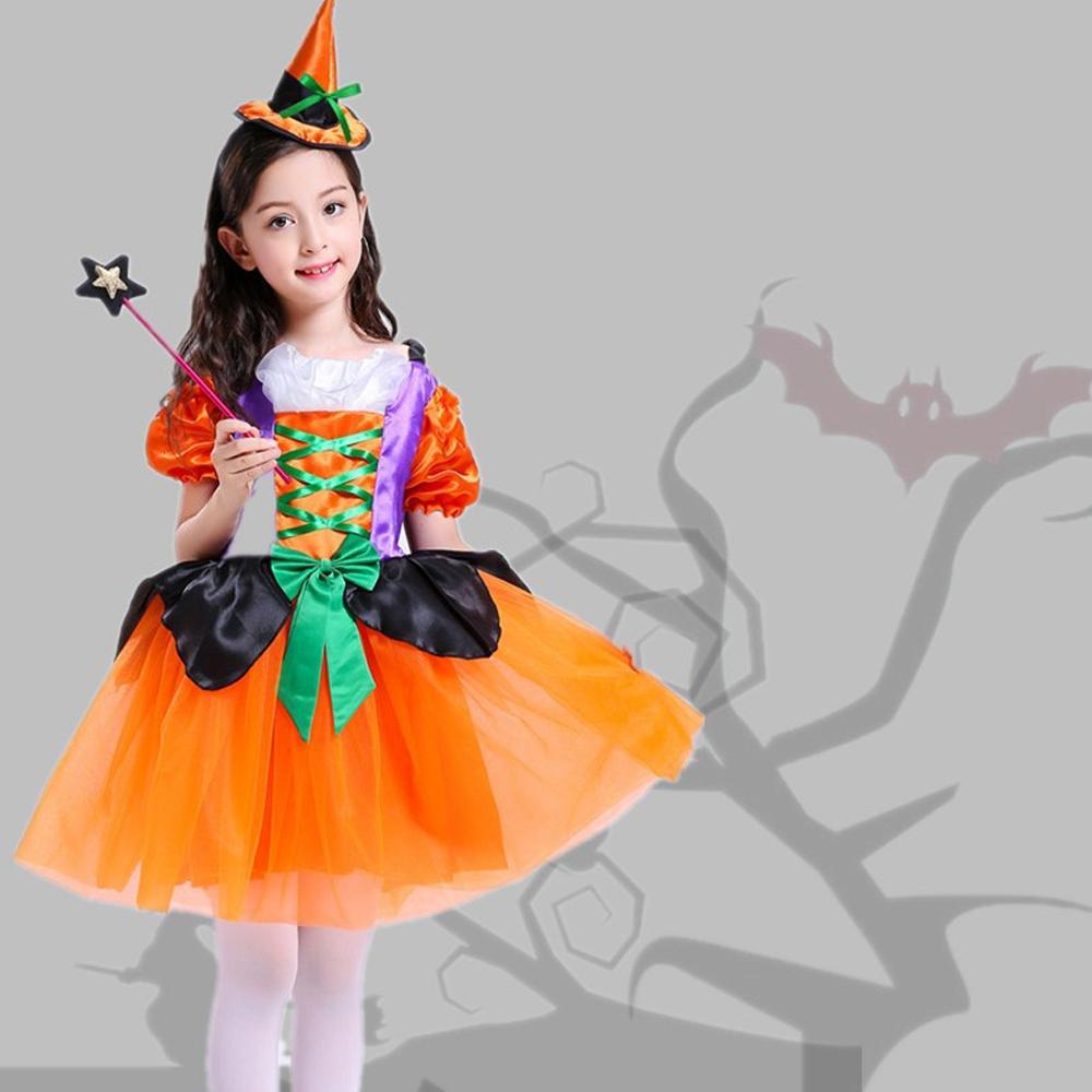 Kids Halloween Witch & Elf Mesh Dress Cute Cloak Cosplay Costume