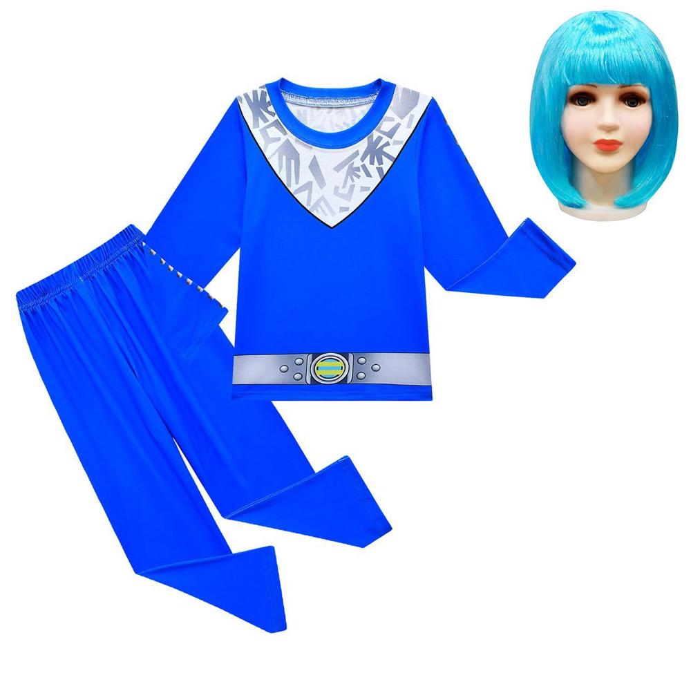 Boys Girls Alien Costume Kids Outfit Sweatshirt Pants Gloves Bag Wig 4pcs Set for Cosplay