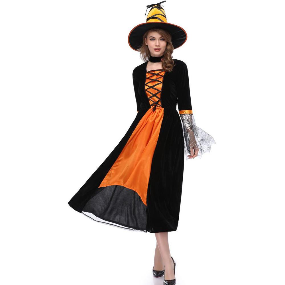 Halloween Witch Colorblock Dress Costume