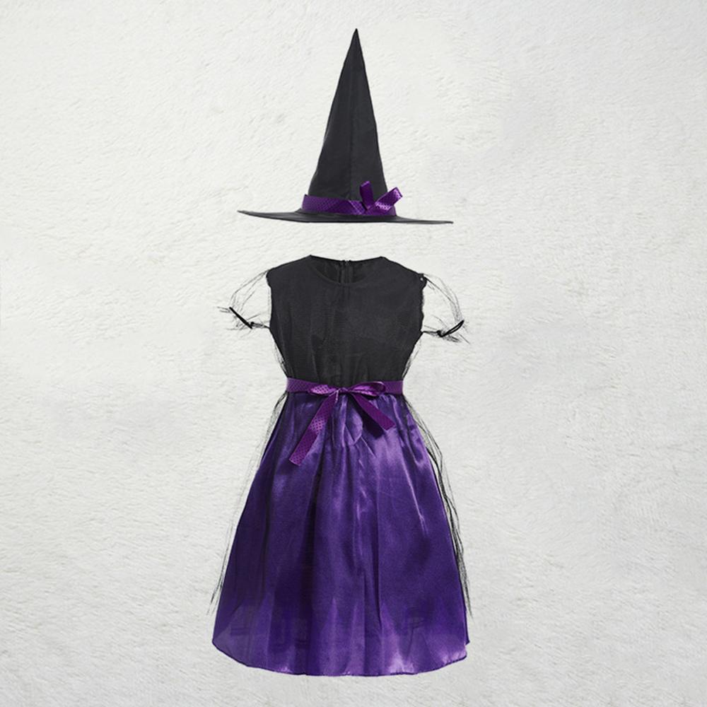 Kids Halloween Witch & Elf Mesh Dress Cute Cloak Cosplay Costume