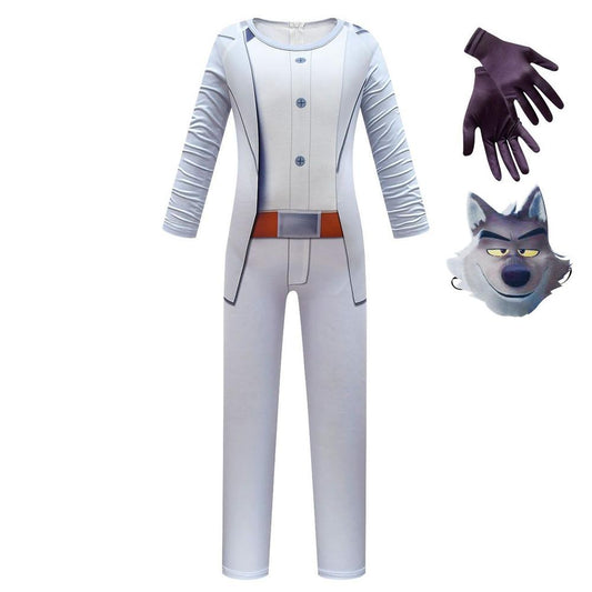 Kids Wolf Costume Jumpsuit Mask Copsplay Outfit