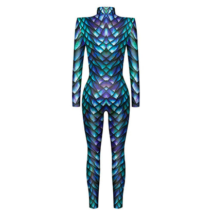 Halloween Costume Snakeskin Print Jumpsuit