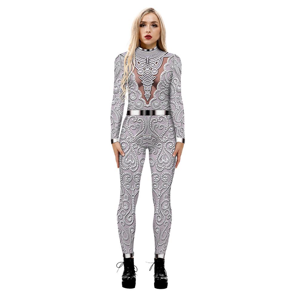 Halloween Costume Skeleton Print Jumpsuit