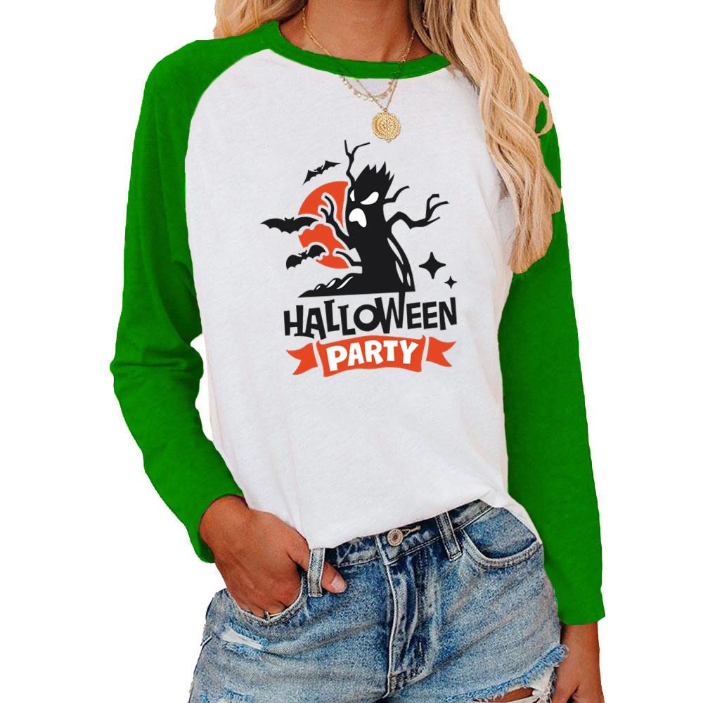 Halloween Dryad Print Crewneck Long Sleeve T-Shirt