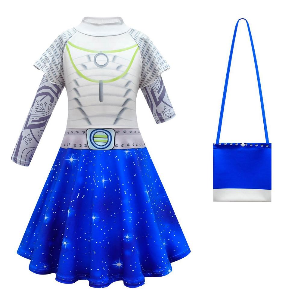 Girls Kids A-Li Dress Alien Cosplay Costume Full Set with Gloves Bag