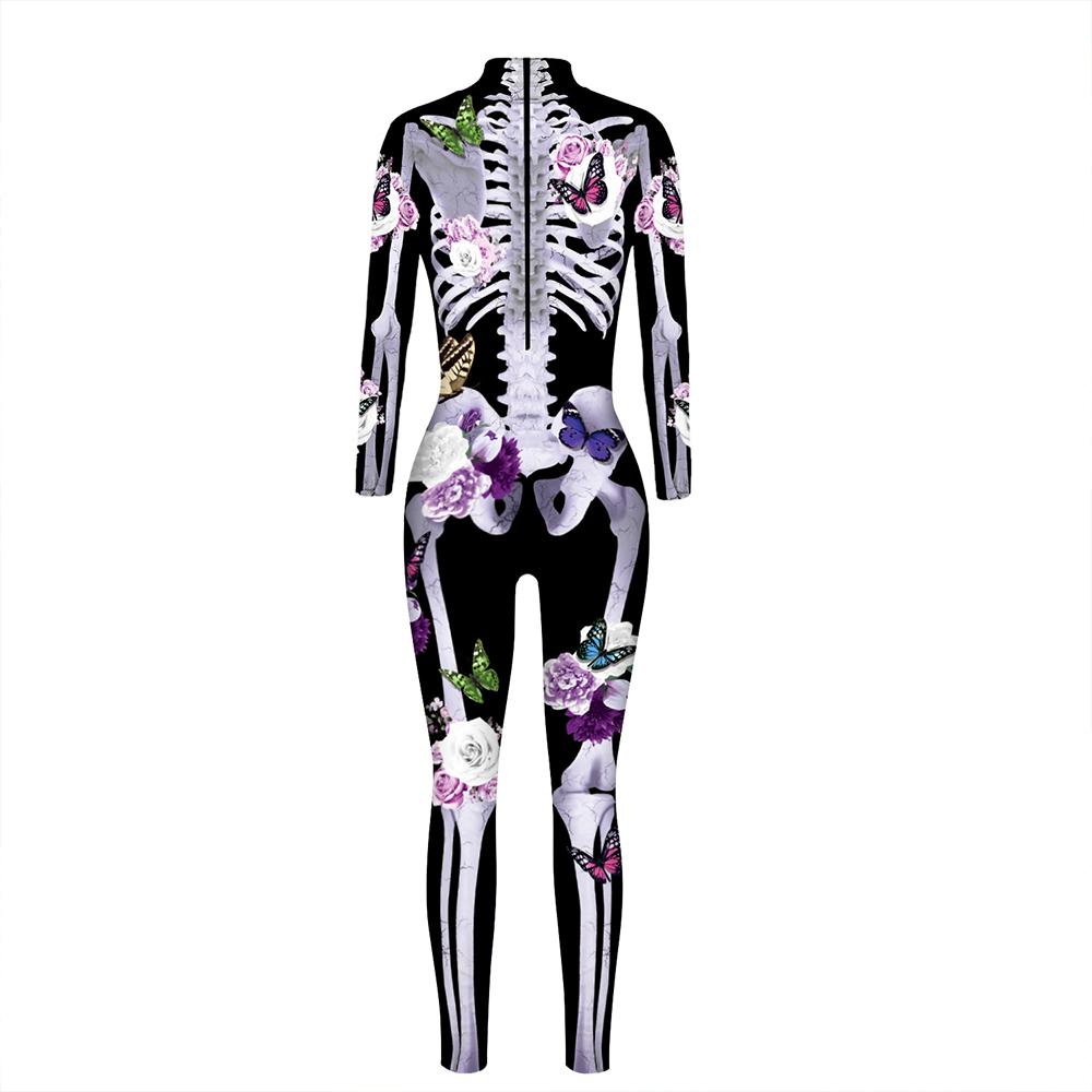 Halloween Costume Skeleton Print Jumpsuit