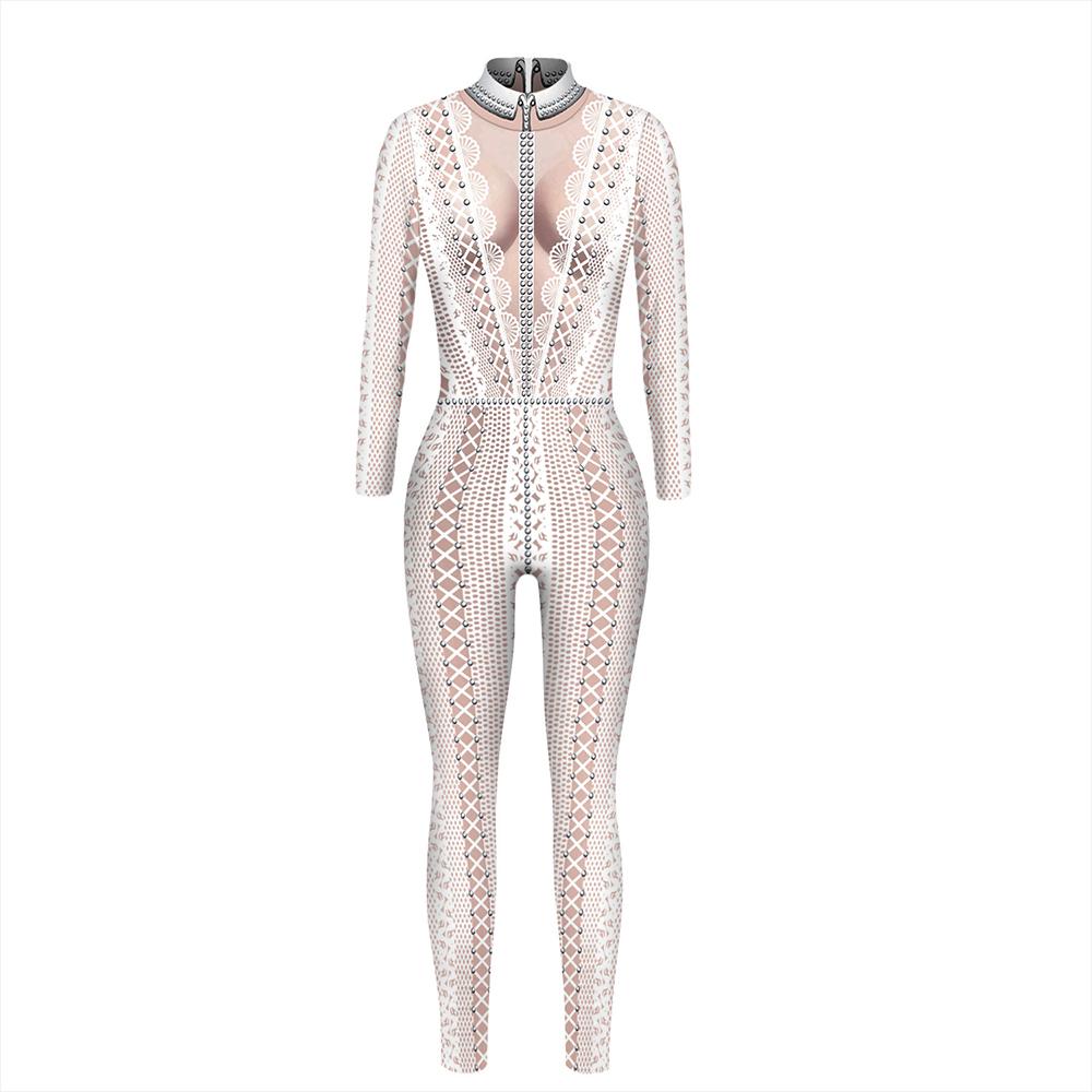 Halloween Costume Skeleton Print Jumpsuit