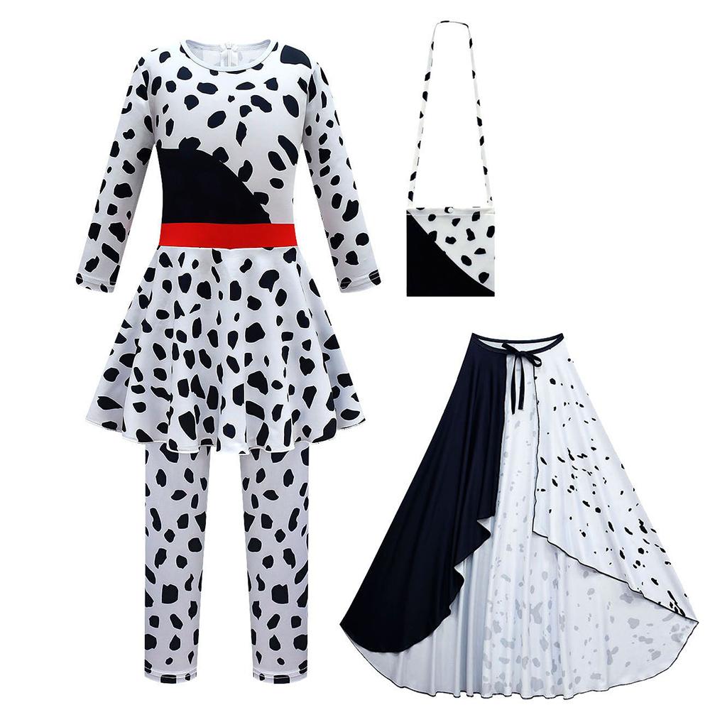 Kids Dalmatian Print Jumpsuit Full Set Cosplay Costume