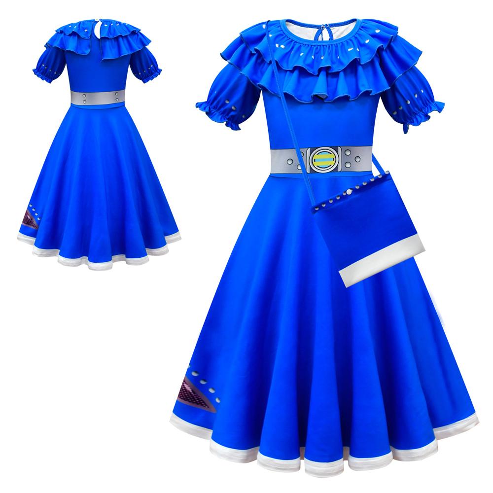 Girls A-Li Dress Alien Cosplay Costume Blue Dress and Cloak Set